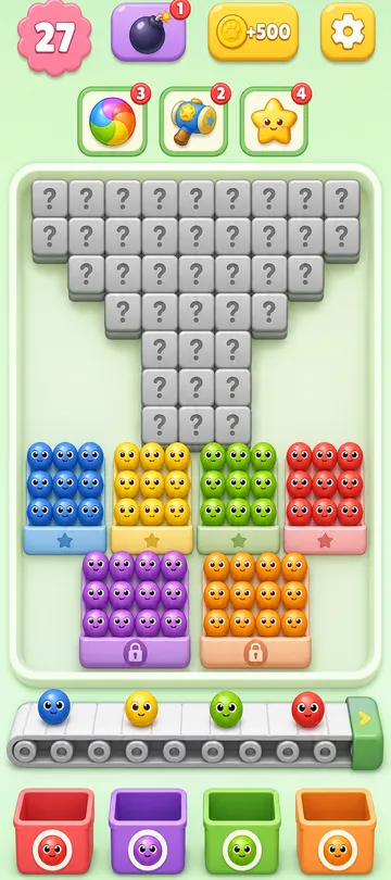 Marble Sort level 24 opening board — The Great Front-Row Mismatch