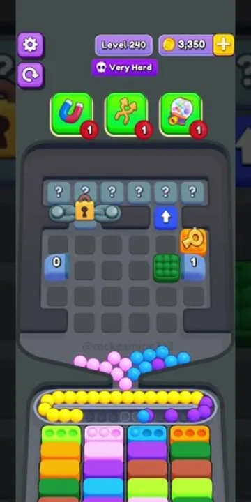 Marble Sort level 240 mid-solve board Marble Sort level 240 mid-solve board