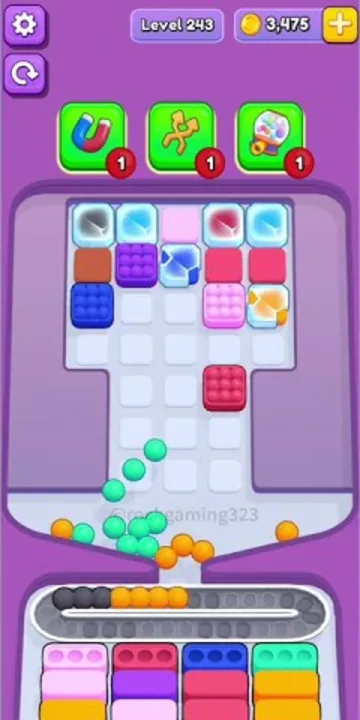 Marble Sort level 243 mid-solve board