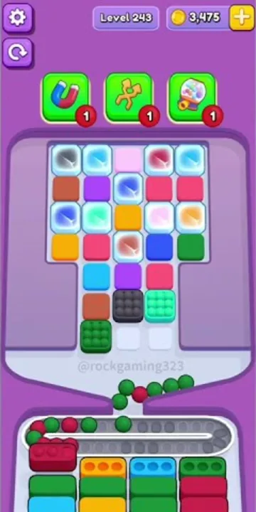 Marble Sort level 243 opening board — The Bait Center Column