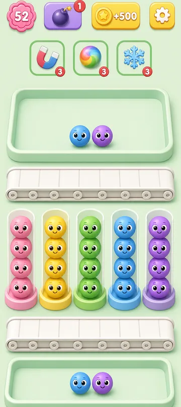 Marble Sort level 25 final board