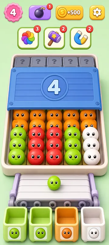 Marble Sort level 25 opening board — The Locked Lid and the Red Decoys