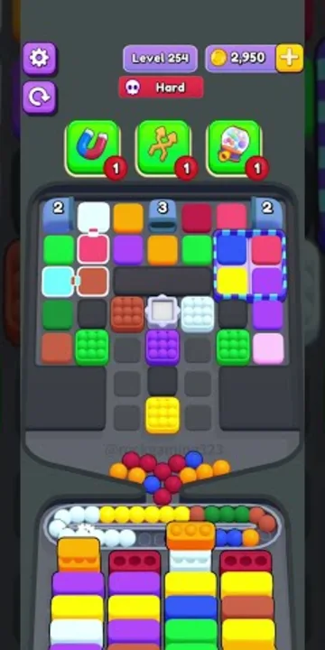 Marble Sort level 254 opening board — The Blue-Heavy Locked Grid