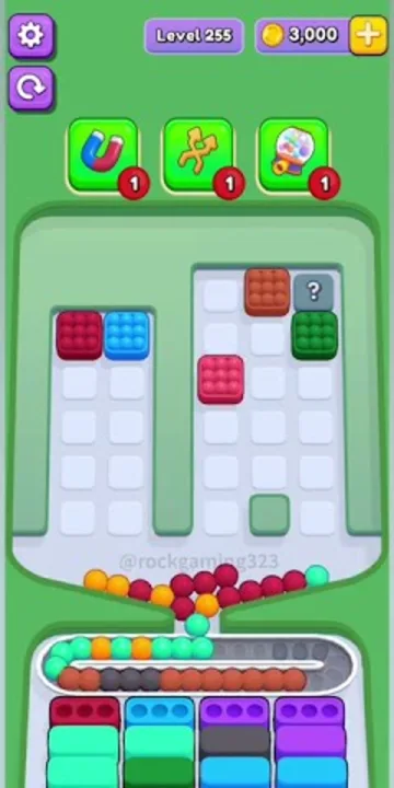 Marble Sort level 255 mid-solve board