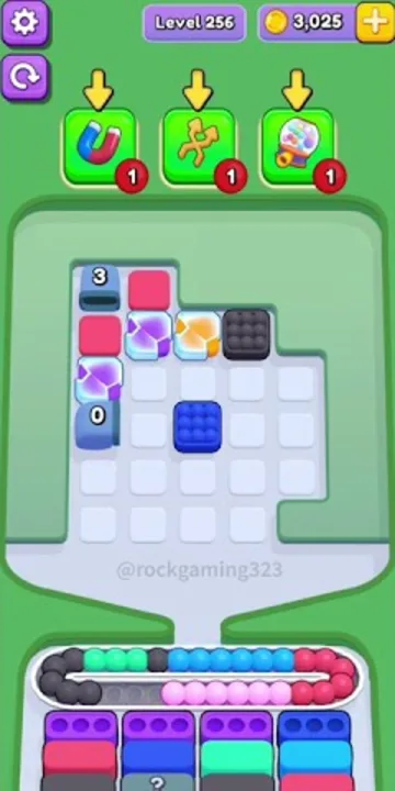 Marble Sort level 256 mid-solve board