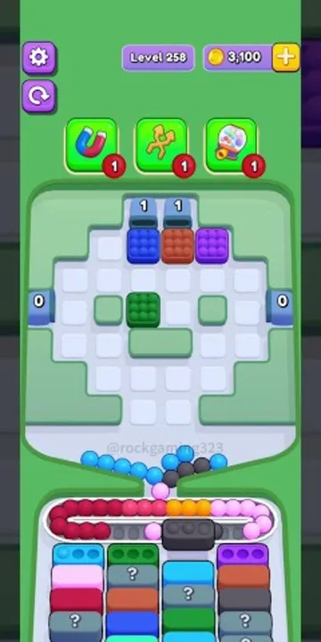 Marble Sort level 258 mid-solve board