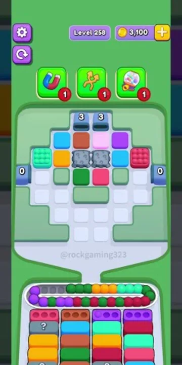 Marble Sort level 258 opening board — The Four-Outlet Countdown
