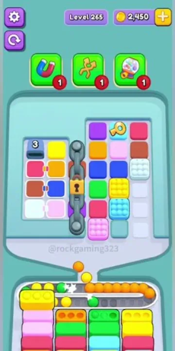 Marble Sort level 265 opening board — The Padlocked Split Tray
