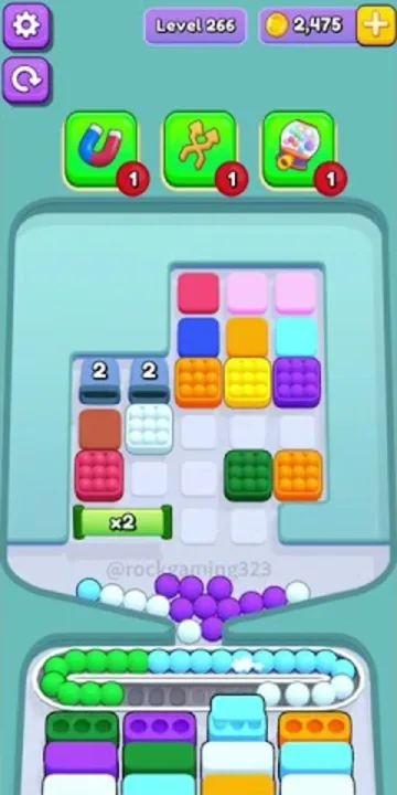 Marble Sort level 266 opening board — Crates Over the Left Columns