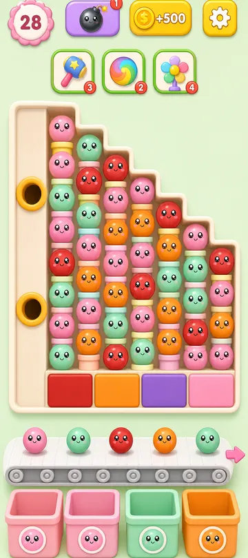 Marble Sort level 27 opening board — The Hair-Trigger Left Wall Marble Sort level 27 opening board — The Hair-Trigger Left Wall