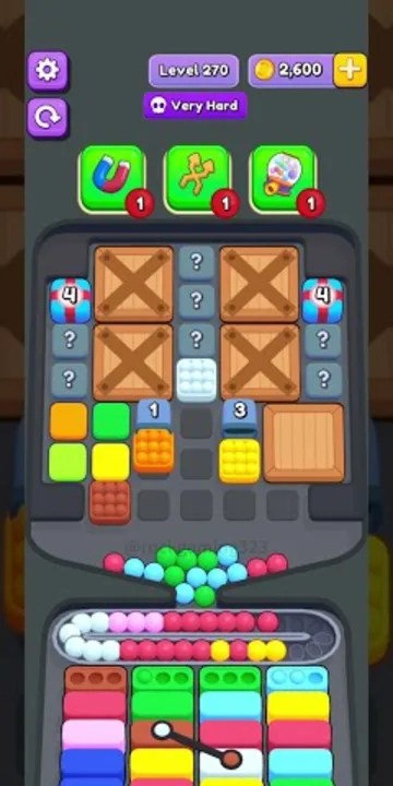 Marble Sort level 270 opening board — The Crate-Stuffed Funnel