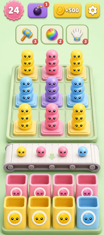 Marble Sort level 3 opening board — The Pink Bait in the Middle Marble Sort level 3 opening board — The Pink Bait in the Middle