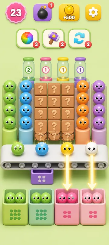 Marble Sort level 30 mid-solve board