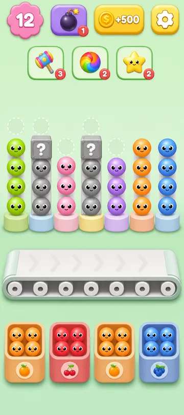 Marble Sort level 31 mid-solve board
