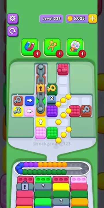 Marble Sort level 339 opening board — The Locked Five-Column Tray