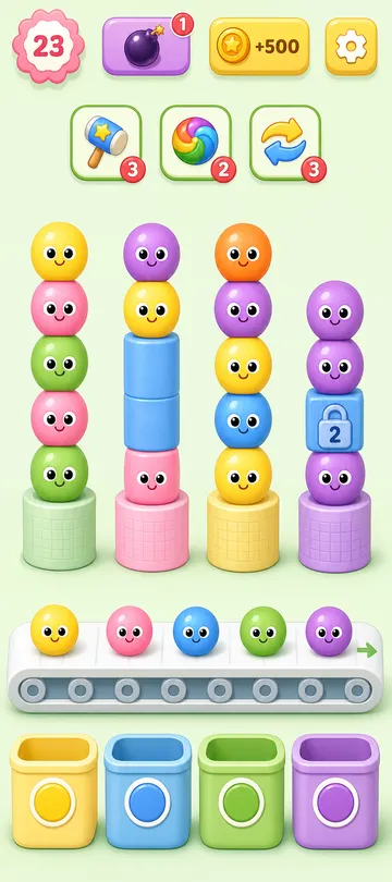 Marble Sort level 34 opening board — The Countdown Lock Marble Sort level 34 opening board — The Countdown Lock