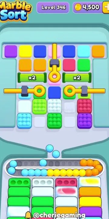 Marble Sort level 346 opening board — The Doubling Tray
