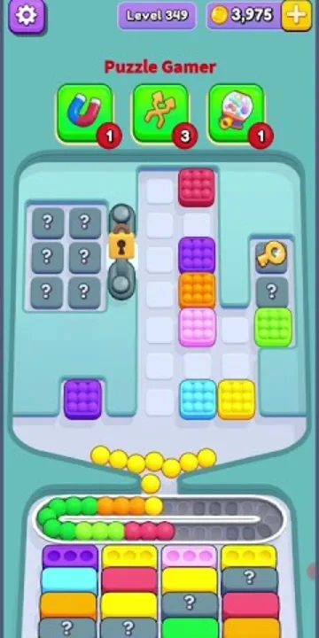 Marble Sort level 349 mid-solve board
