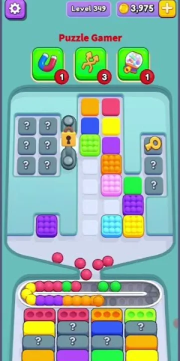 Marble Sort level 349 opening board — The Mystery-Locked Tray