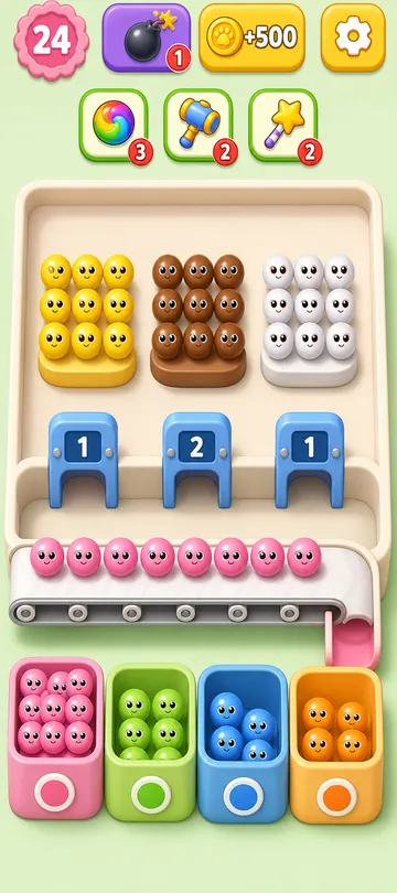 Marble Sort level 35 mid-solve board Marble Sort level 35 mid-solve board