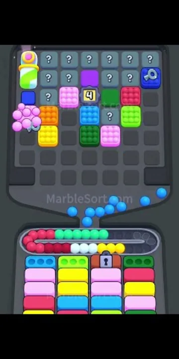 Marble Sort level 350 mid-solve board
