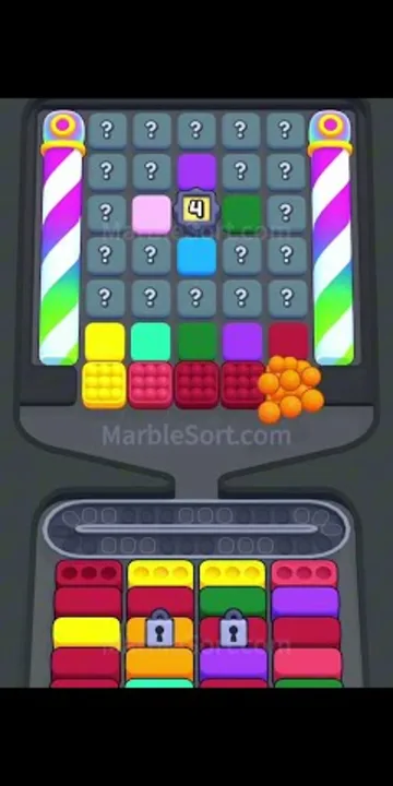 Marble Sort level 350 opening board — The Mystery-Sealed Grid