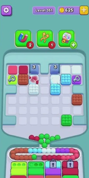 Marble Sort level 351 mid-solve board