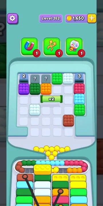 Marble Sort level 352 mid-solve board