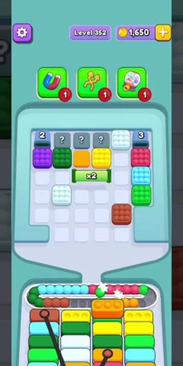 Marble Sort level 352 opening board — The Mystery-Masked Tray