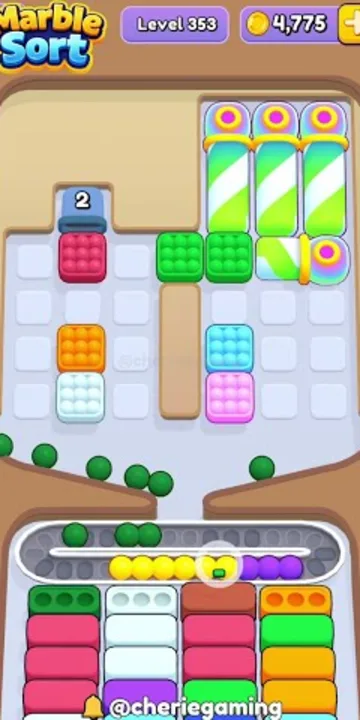 Marble Sort level 353 mid-solve board