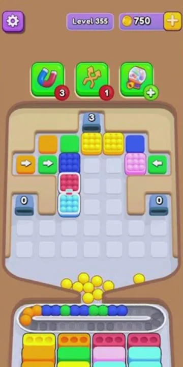 Marble Sort level 355 mid-solve board