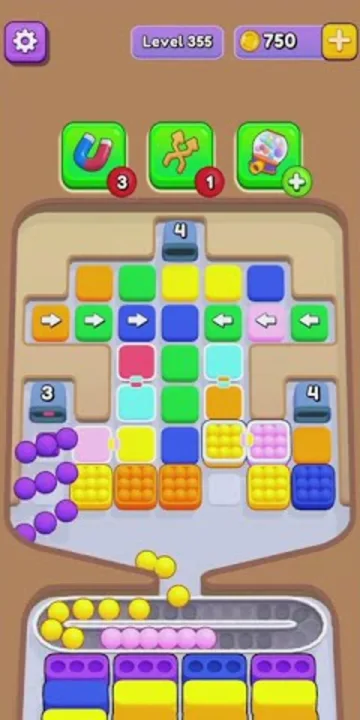 Marble Sort level 355 opening board — The Yellow-Base Block Grid