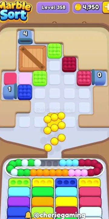 Marble Sort level 358 mid-solve board
