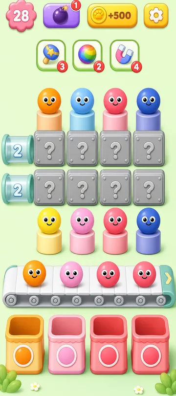Marble Sort level 36 opening board — The Bait-and-Switch Marble Sort level 36 opening board — The Bait-and-Switch