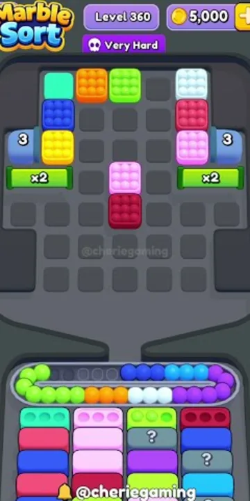 Marble Sort level 360 mid-solve board