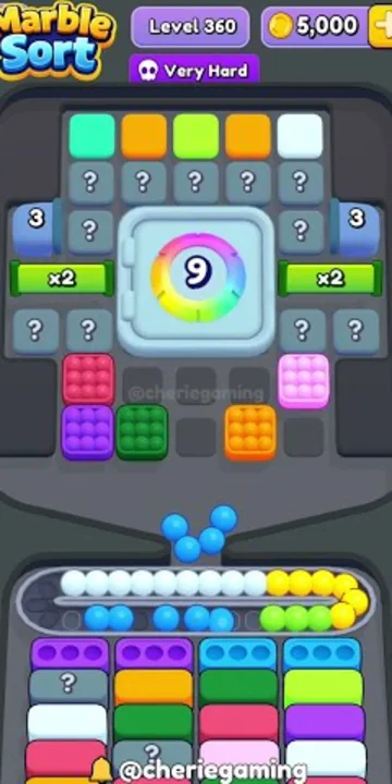 Marble Sort level 360 opening board — The Mystery-Shrouded Tray