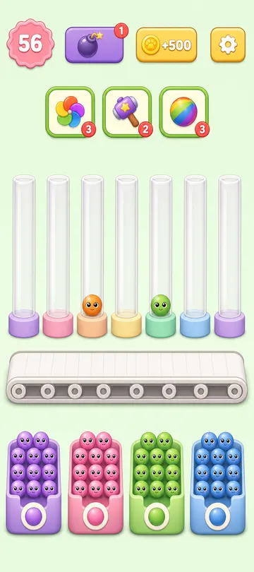 Marble Sort level 37 final board