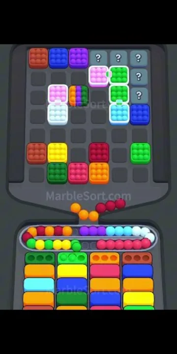 Marble Sort level 374 mid-solve board