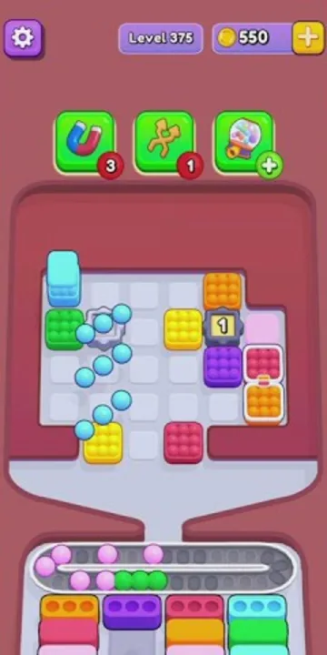 Marble Sort level 375 mid-solve board