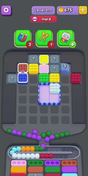 Marble Sort level 377 mid-solve board