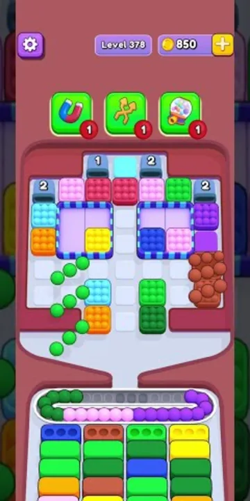 Marble Sort level 378 mid-solve board