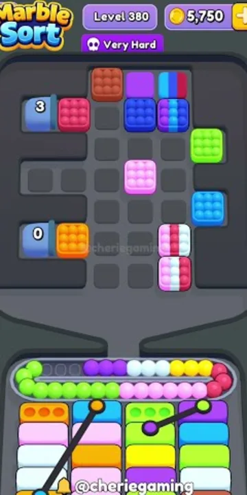 Marble Sort level 380 mid-solve board