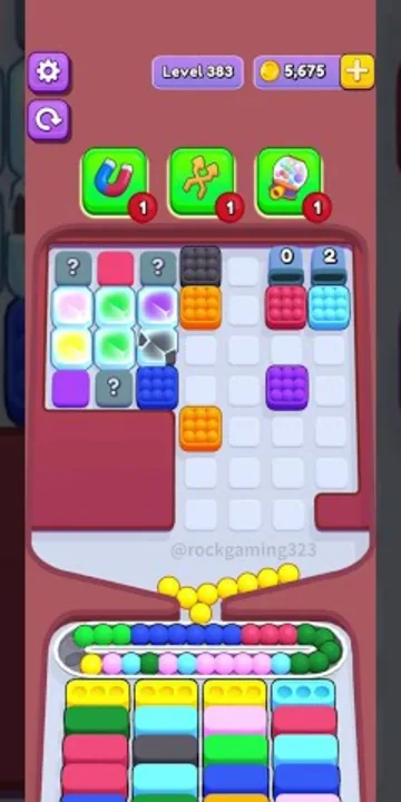 Marble Sort level 383 mid-solve board