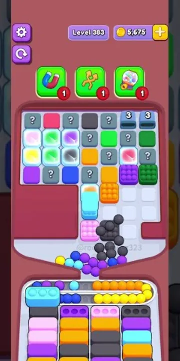 Marble Sort level 383 opening board — The Patchwork Mystery Tray