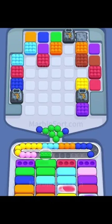 Marble Sort level 386 mid-solve board