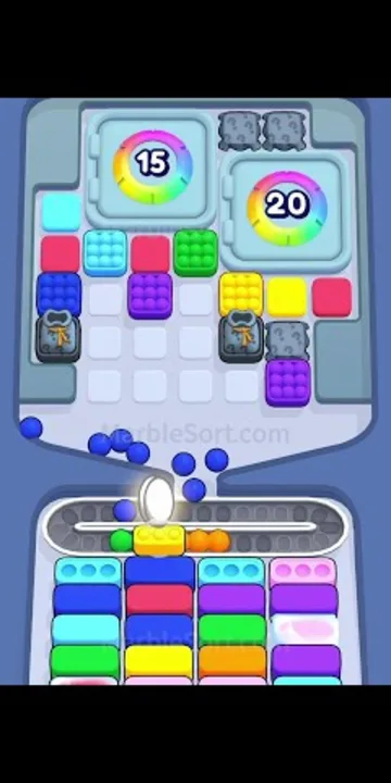 Marble Sort level 386 opening board — The Half-Stacked Glowing Tray