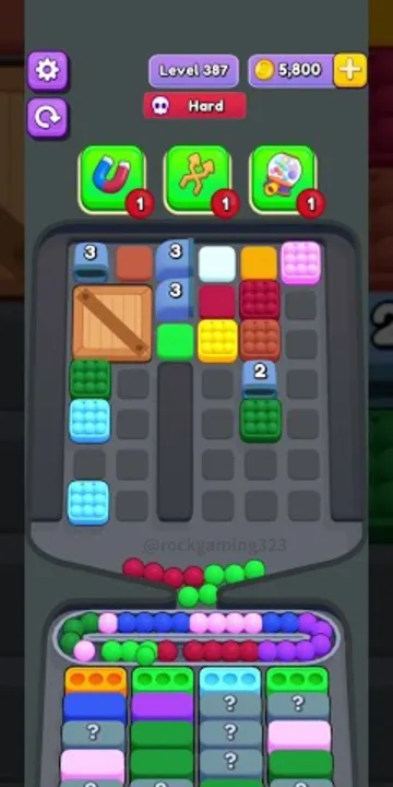 Marble Sort level 387 mid-solve board Marble Sort level 387 mid-solve board