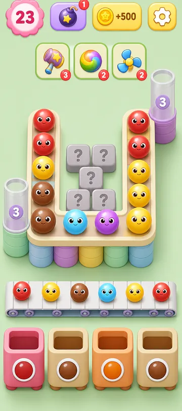 Marble Sort level 39 opening board — The L-Shape You Cannot Fully See Marble Sort level 39 opening board — The L-Shape You Cannot Fully See