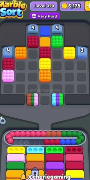 Marble Sort level 390 mid-solve board