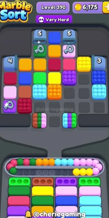 Marble Sort level 390 opening board — The Keyed Grid